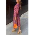 thumbnail image 3 of Vestido Midi con estampado Retro para mujer, prenda elegante de manga larga con cuello de pico, primavera y verano, 2024, 3 of 5