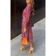 thumbnail image 3 of Vestido Midi con estampado Retro para mujer, prenda elegante de manga larga con cuello de pico, primavera y verano, 2024, 3 of 5