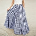 thumbnail image 2 of Skirt Women's Plaid Print Skirt with Large Hem and High Waist Pocket Skirt Plaid Ankle Length Blue XXXXXL, 2 of 6
