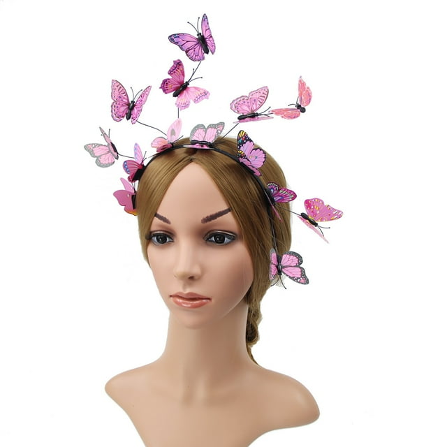 Bandeau Photo Papillon Rose pour Femmes, Ornement de Cheveux