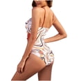 thumbnail image 4 of Womens Swimsuits Pimelu Bathing Suit for Women One Piece Swimsuit High Waist Bathing Suit for Women Fashion Marbled Print Cut out Strap Bikini Summer Beach Halter Monokini Swimwear, 4 of 4