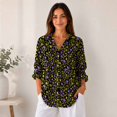 thumbnail image 5 of Nyfairy Plus Size Women's Floral Embossed Print Long Sleeve Button Down Casual Shirt, 5 of 5