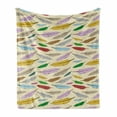 thumbnail image 1 of Retro Soft Flannel Fleece Throw Blanket, Print of Cartoon Style Colorful Feathers Floating Bohemian Elements, Cozy Plush for Indoor and Outdoor Use, 70" x 90", Eggshell and Multicolor, by Ambesonne, 1 of 6
