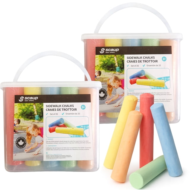 Scaup 5-Color Sidewalk Chalk Set - 40-Piece Multi-Colored Jumbo Chalk Sticks for Outdoor Use on Asphalt, Concrete, Pavement and Driveways
