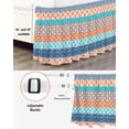 thumbnail image 3 of Geometric Bohemia Bed Skirt Stripes Orange Turquoise and Blue Bed Skirts King Size 16 Inch Drop, Wrap Around Dust Ruffle&nbsp;Bedskirt with Adjustable Elastic Belt for Queen Size Beds, 3 of 7