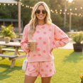 thumbnail image 4 of Womens Polka Dot 2 Piece Outfits Casual Oversized Long Sleeve Sweatshirts Shorts Set Tracksuits Sweatsuits S, 4 of 7