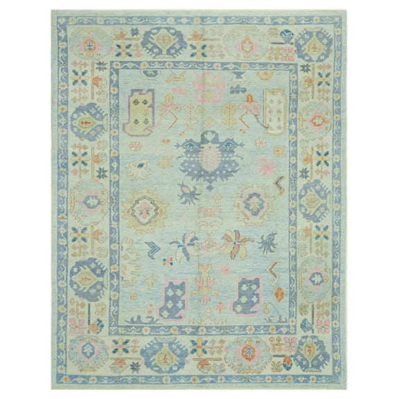 Hand Knotted Turkish Oushak Wool Rug - 7'9'' x 10'1''
