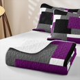 thumbnail image 4 of Homewish Purple Patchwork Square Quilt King,Classic Contemporary King Coverlet Set,3pcs, 4 of 7
