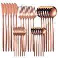 thumbnail image 1 of Silverware Sets, 30 Pieces Stainless Steel Flatware Set, Utensils Set Service for 6, Tableware Cutlery Set for Home and Restaurant, Knives Forks Spoons, Mirror Polished, Dishwasher Safe, Rose Gold, 1 of 6