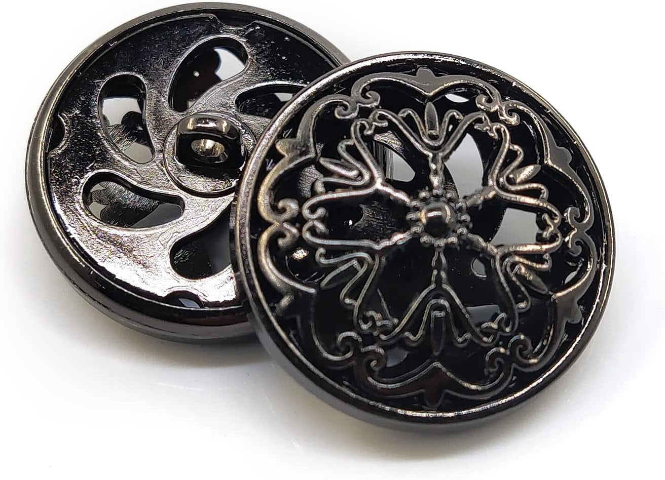 ABPETE Buttons,Vintage Metal Sew-On Buttons 20pcs - 40L (1" / 25mm) Openwork Carved Design for Double-Breasted Coats & Peacoats,Retro Hollow-Circle Buttons