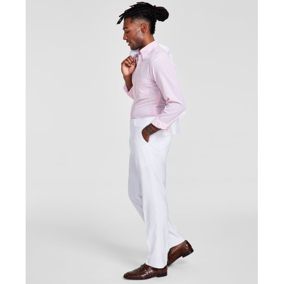 Tayion Mens Classic fit Dress Pants 33 / 32 White Solid