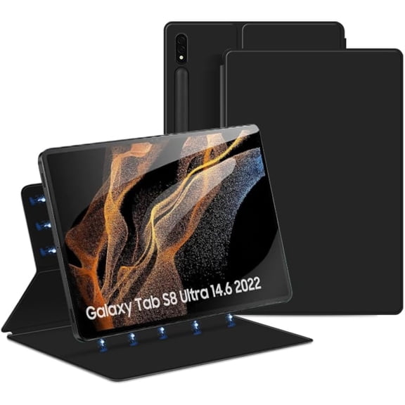 Slim Magnetic Case with S-Pen Holder & Auto Sleep/Wake for Samsung Galaxy Tab S8 Ultra 14.6" 2022 (SM-X900/X906),Black