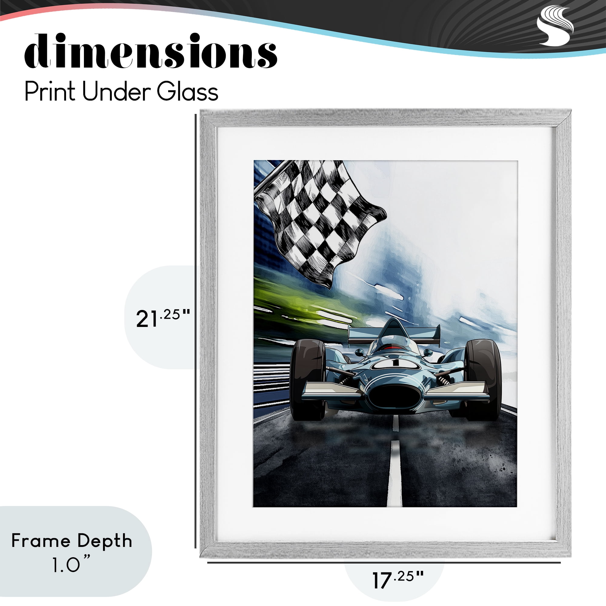 Stupell Industries Racecar Set Go Gray Framed Print Under Glass, design by Christine Simpson Art