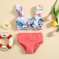 thumbnail image 2 of Cathalem Girls Swimsuits Two Piece Hawaiian Ruffle Tankini Swimwear Bathing Suit Set,Watermelon Red 80, 2 of 5