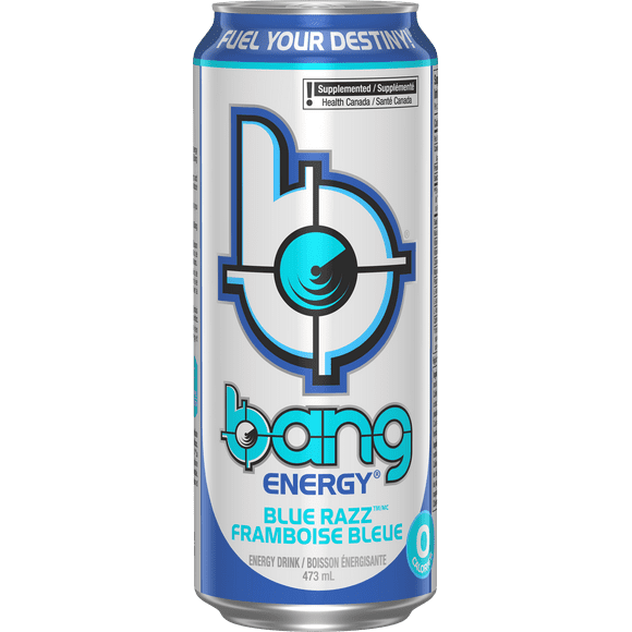 BANG ENERGY DRINK BLUE RAZZ, With 0 calories and 0 sugar, we never sacrifice the result you expect for the great taste you deserve. When life puts you to the test, don't settle for second best. Grab a Bang Energy and Fuel Your Destiny.