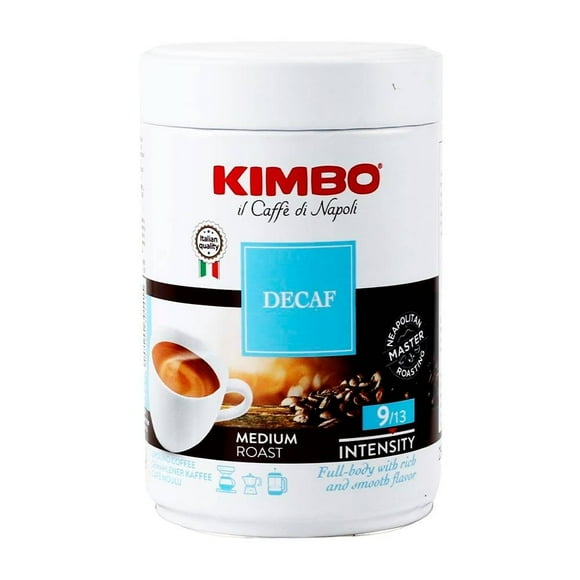 Café tostado molido Kimbo descafeinado Lata 250 g