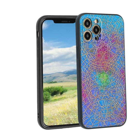 Mandala-Geometry-Triangles-Art-204 Phone Case, Degined for iPhone 12 Pro Max Case Men Women, Flexible Silicone Shockproof Case for iPhone 12 Pro Max