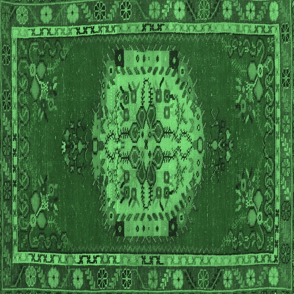Ahgly Company Indoor Square Persian Emerald Green Traditional Area Rugs, 6' Square