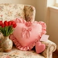 thumbnail image 6 of Kbndieu Heart Decorative Pillows Gifts for Women, Mom, Girlfriend, Ruffled Satin Designs with Bow, Cute Throw Pillow Cushion for Valentines Anniversary Home Decor, 15.7 in x 19.7 in, 6 of 6