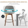 thumbnail image 5 of Zesthouse 26.8" Swivel Bar Stools Set of 2, Linen Upholstered Counter Height Stools with Open Back and Wood Legs, Mid Century Barstools Kitchen Bar Chairs for Pub Dining Room, Gray, 5 of 11