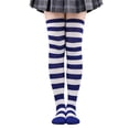 thumbnail image 1 of Namzi 1 par de calcetines por encima de la rodilla, calcetines altos hasta el muslo, medias para botas altas de mujer, calcetines hasta la rodilla para cosplay, uso diario, azul oscuro, 1 of 5
