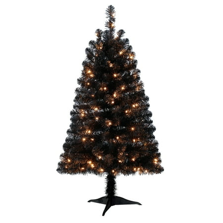 Holiday Time Pre-Lit 4' Indiana Spruce Black Artificial Christmas Tree,