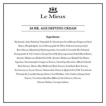 Le Mieux 24 Hr. Age Defying Cream - Hydrating Facial Moisturizer with Hyaluronic Acid & Peptides, Rich Anti-Aging Face Cream, No Parabens or Sulfates (1.75 oz / 52 ml)