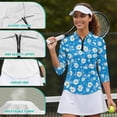 thumbnail image 6 of Binienty Blue Daisy Golf Shirts for Women Athletic 3/4 Sleeve Shirts Lightweight with Collar Shirt Machine Washable for Golf,Tennis,Hiking,Running,Gym, 6 of 7