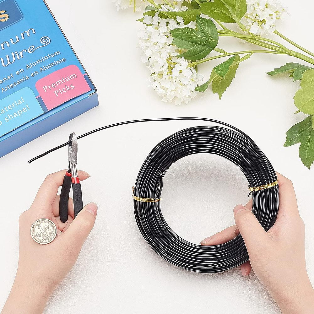1 Roll 10 Gauge Aluminum Wire 35m Black Craft Wire for Jewelry Crafts Modeling Frameworks and Carving 2.5mm in Diameter