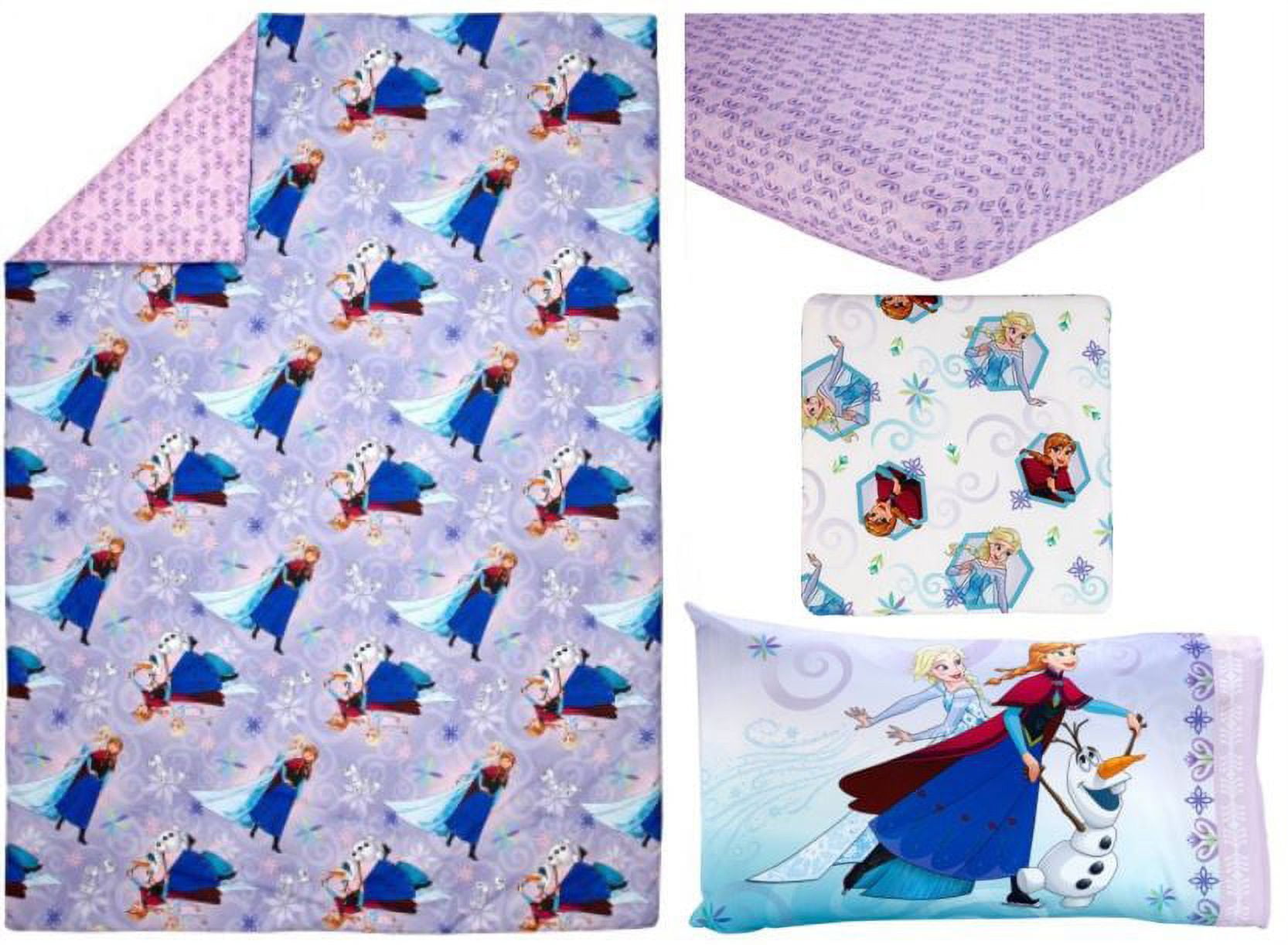 Disney Frozen 4-Piece Unleash the Magic Toddler Bedding Set, Toddler Bed, Purple