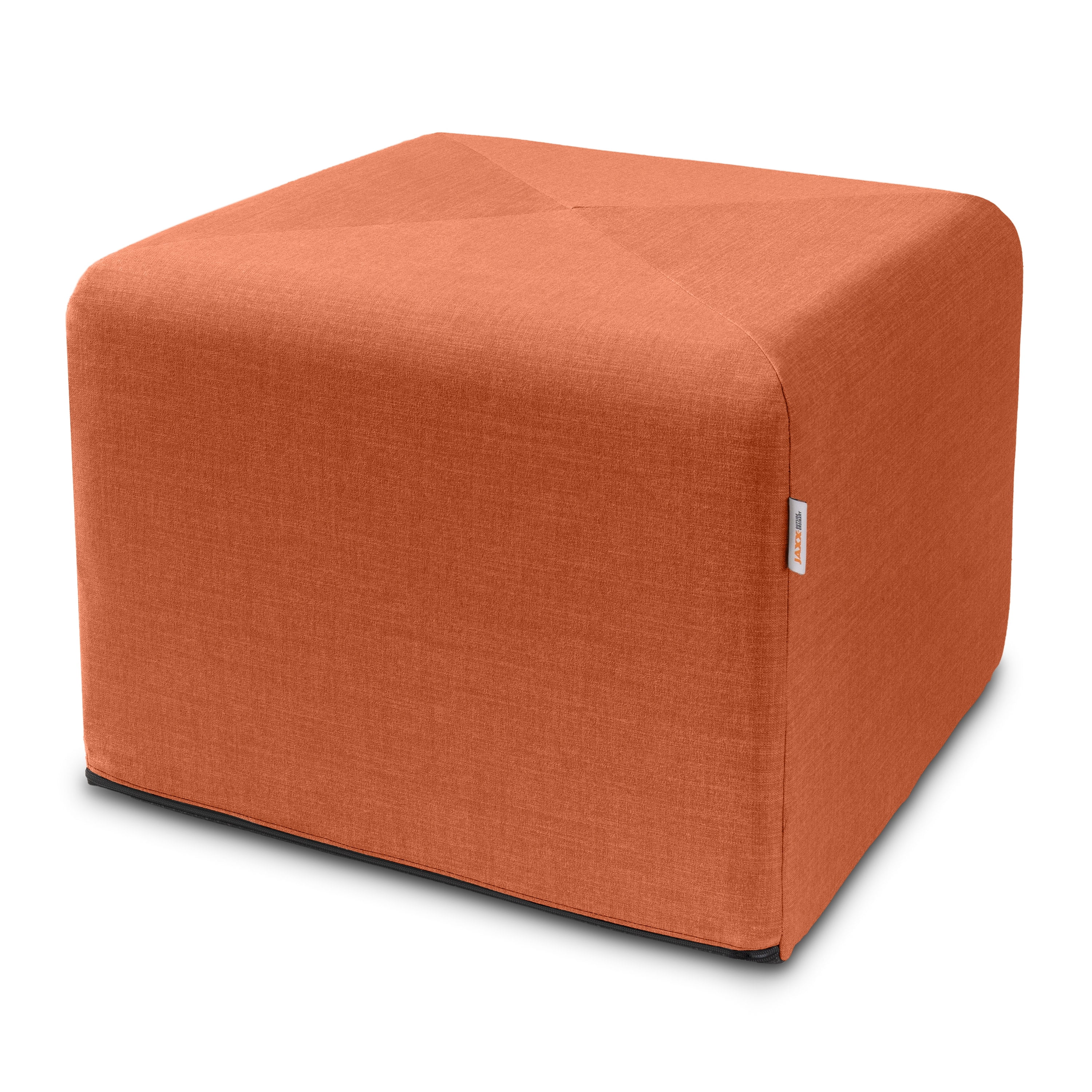 Jaxx Monroe Square Foam Ottoman with Stain Resistant Performance Fabric, Large (24 x 24 x 18), Canyon Orange