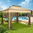 thumbnail image 5 of COBIZI 11x11 Pop up Gazebo Outdoor Canopy Gazebo Patio Gazebo with Mosquito Netting Canopy Shelter with 121 Square feet of Shade for Poolside, Garden, Party and Backyard, Khaki, 5 of 19
