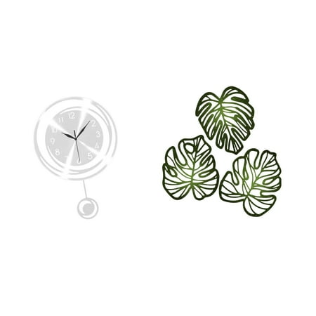 4 Pieces Wall Clock Palm Leaves Plaque Wood Wall Decor Acrylic Material for Living Room Bedroom Bathroom