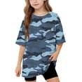 thumbnail image 2 of UQJfacai Girls T Shirts Oversized Short Sleeve Kids Summer Tops Teen Soft Casual Camo Graphic Crewneck Basic Tees 5-15 Years, 2 of 9
