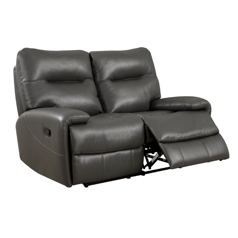 Furniture of America Newell Faux Leather Reclining Loveseat in Gray