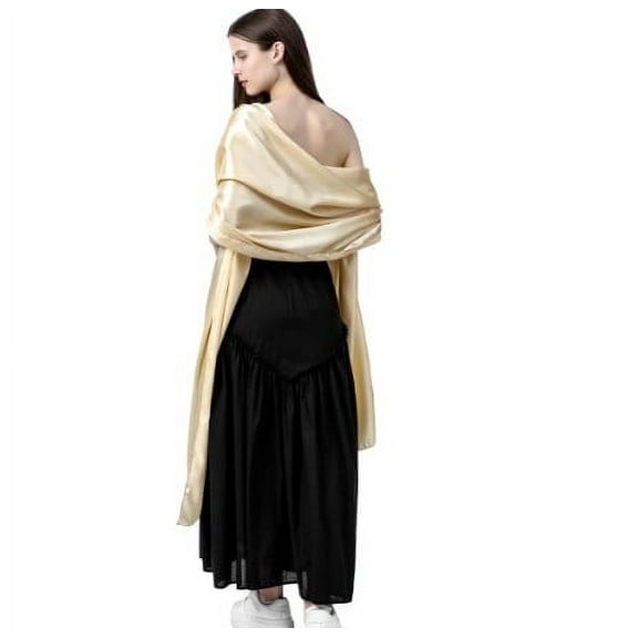 GUIYONG Satin Evening Wraps and Shawls for Women Formal Chiffon Scarf Bridal Shawls and Wraps for Dresses Wedding Dress Shawl Soft Satin Shawl for Party