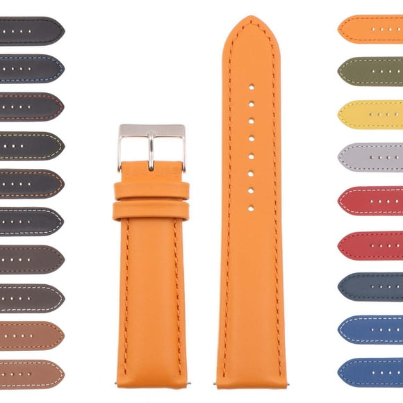 StrapsCo Bracelet de Montre en Cuir pour Hommes Classic - Bracelet à Dégagement Rapide - 16mm 18mm 20mm 22mm 24mm
