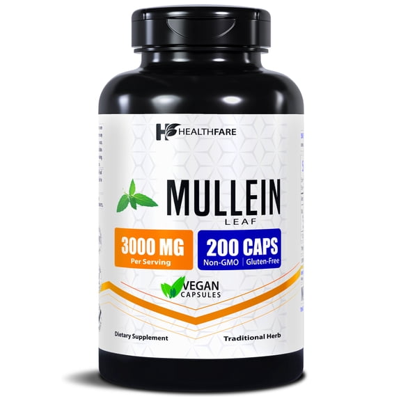 HealthFare Mullein Leaf Extract 3000mg | 200 Vegan Capsules | Extra Strength Herbal Supplement | Supports Wellness & Balance | Non-GMO, Gluten-Free | Made in USA