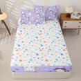 thumbnail image 4 of Erosebridal Lavender Kitten Print Zipper Full Size Comforter Sets with Fitted Sheet and 2 Pillowcases,Cartoon Cup Cat Pet Zipper Bedding Set For Girls,Colorful Stars Reversible,4-Piece, 4 of 7