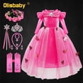thumbnail image 1 of Vestido de princesa Aurora para niñas, disfraz de princesa Aurora para Halloween, Carnaval, Bella Durmiente, elegante vestido de novia rosa Fivean unisex, 1 of 2