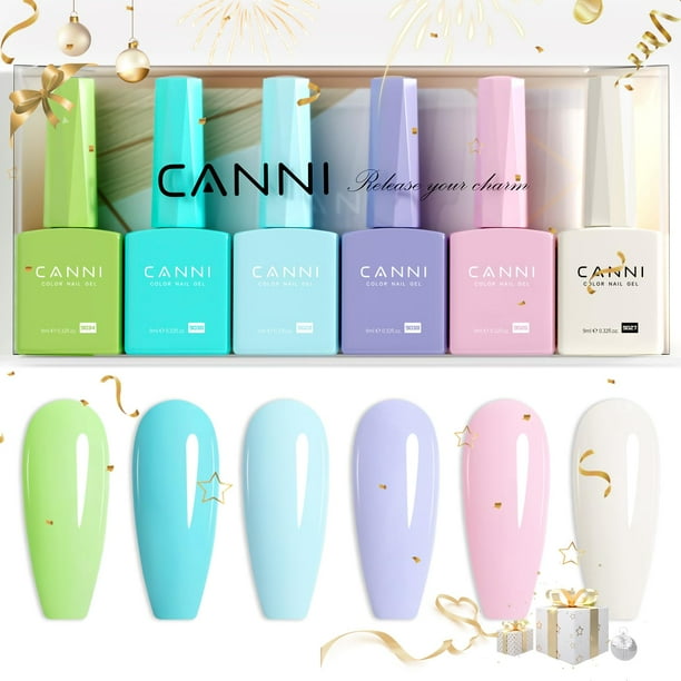 Set de esmaltes de uñas en gel CANNI, 6 unidades, 9 ml, sin hemas, LED