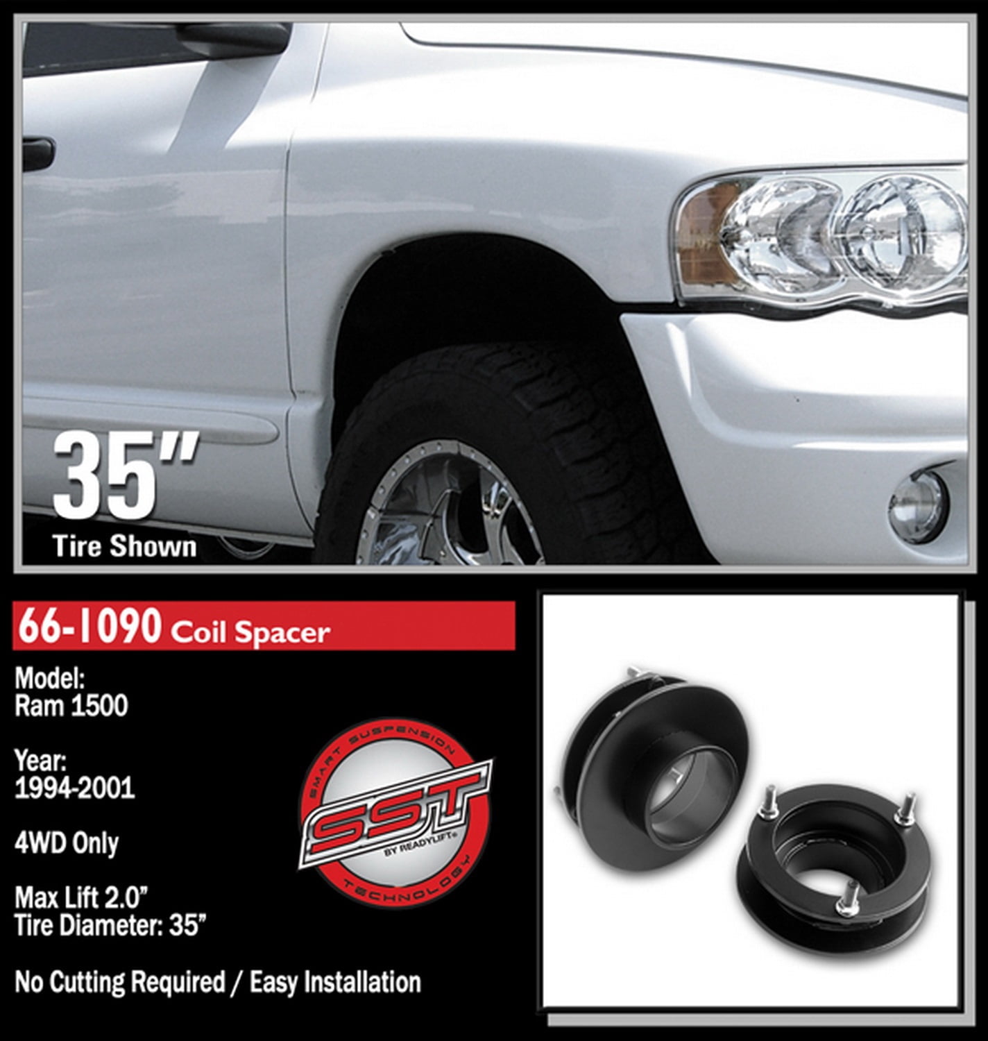 ReadyLift 66-1090 Front Leveling Kit Fits 2500 3500 Ram 1500 Ram 2500 Ram 3500 Fits select: 1994-2005 DODGE RAM 2500, 2007 DODGE RAM 1500