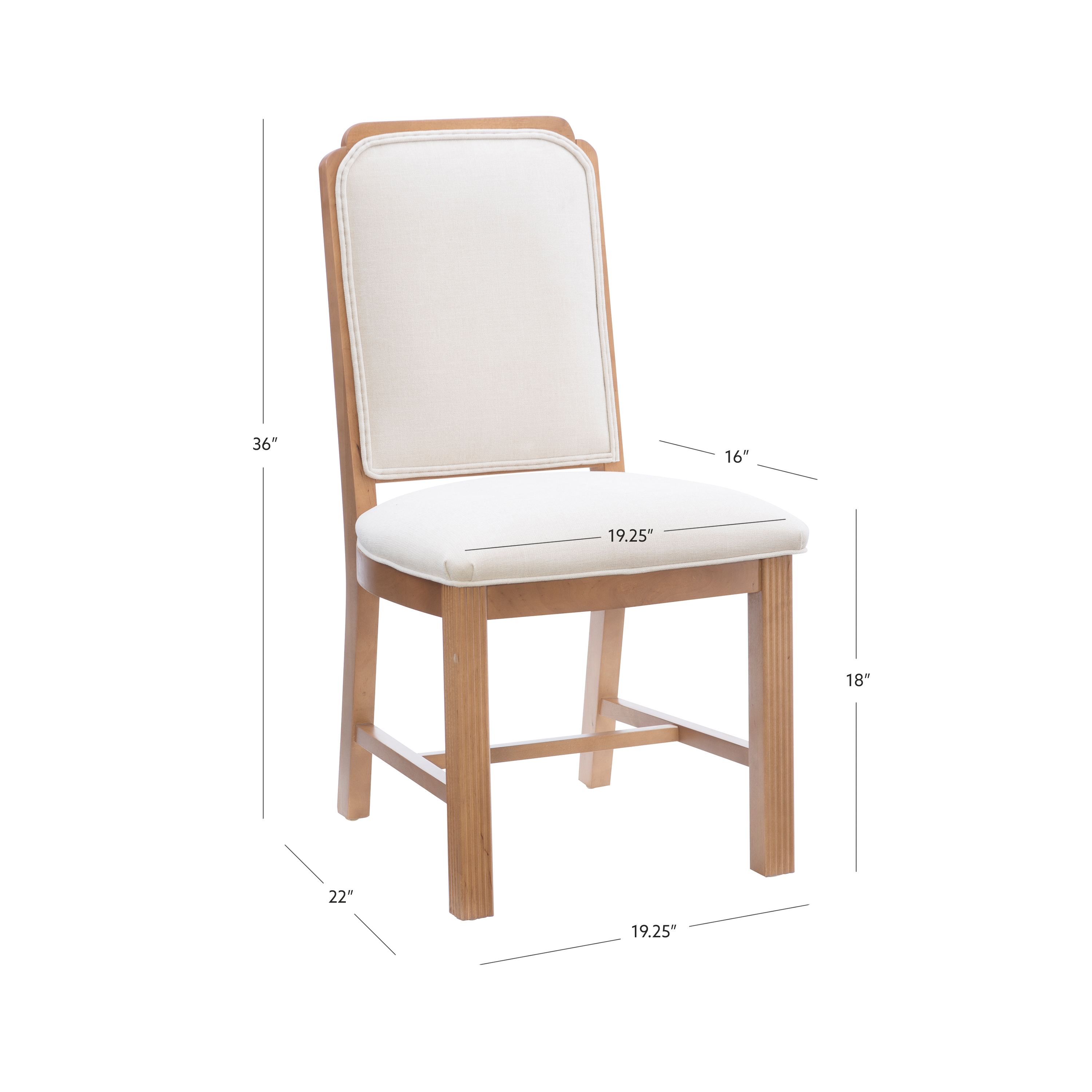 Linon Tonetta Set of 2 Brown/Gray Dining Chairs with Cushioned Seat and Solid Beech Wood Construction