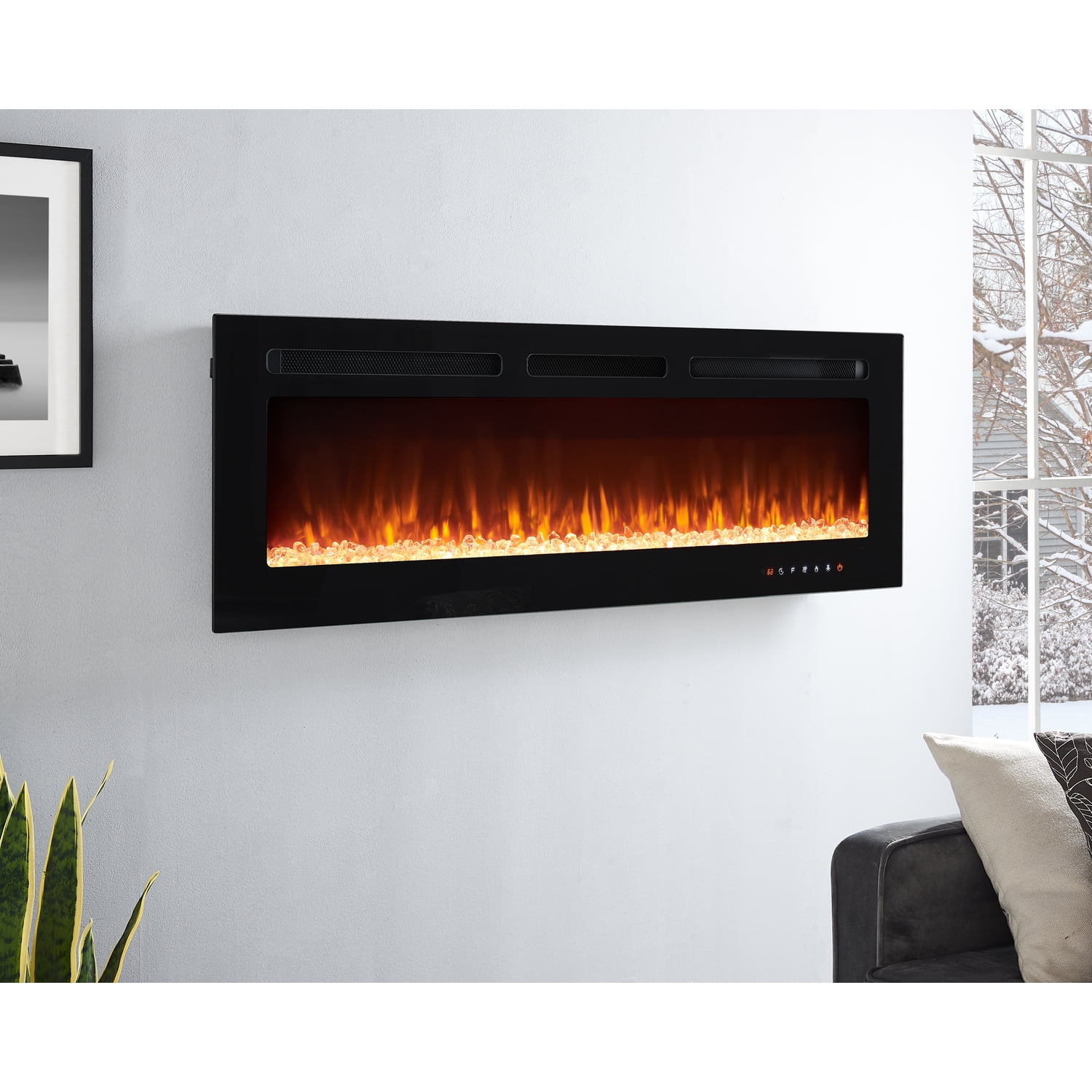 Alice 50 Electric Fireplace Inserts Recessed, Wall Mounted Fireplace LED  Fireplace Heater with 12 Flame Colors, Touch Screen, Remote Control, Timer,  Logset u0026 Crystal Stones 500W/1500W - 50 inches - Walmart.com