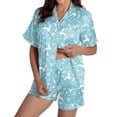 thumbnail image 2 of Ensembles de Pyjama pour Femmes Pyjamas pour Femmes Imprimé Graphique Soie Satin Mignon Vêtements de Nuit Boutons Manches Courtes Hauts Shorts Ensembles m, 2 of 6