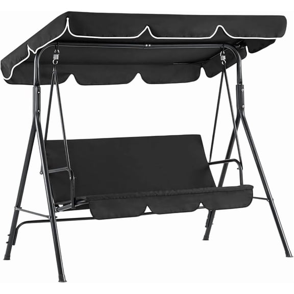 Outdoor Patio Swing Chair Canopy Replacement 3 Seater Porch Swing Seat Canopy Top Cover 210D Oxford Cloth Waterproof UV Protection for Garden Hammock Top Furniture Covers Black 77 x 49in Black