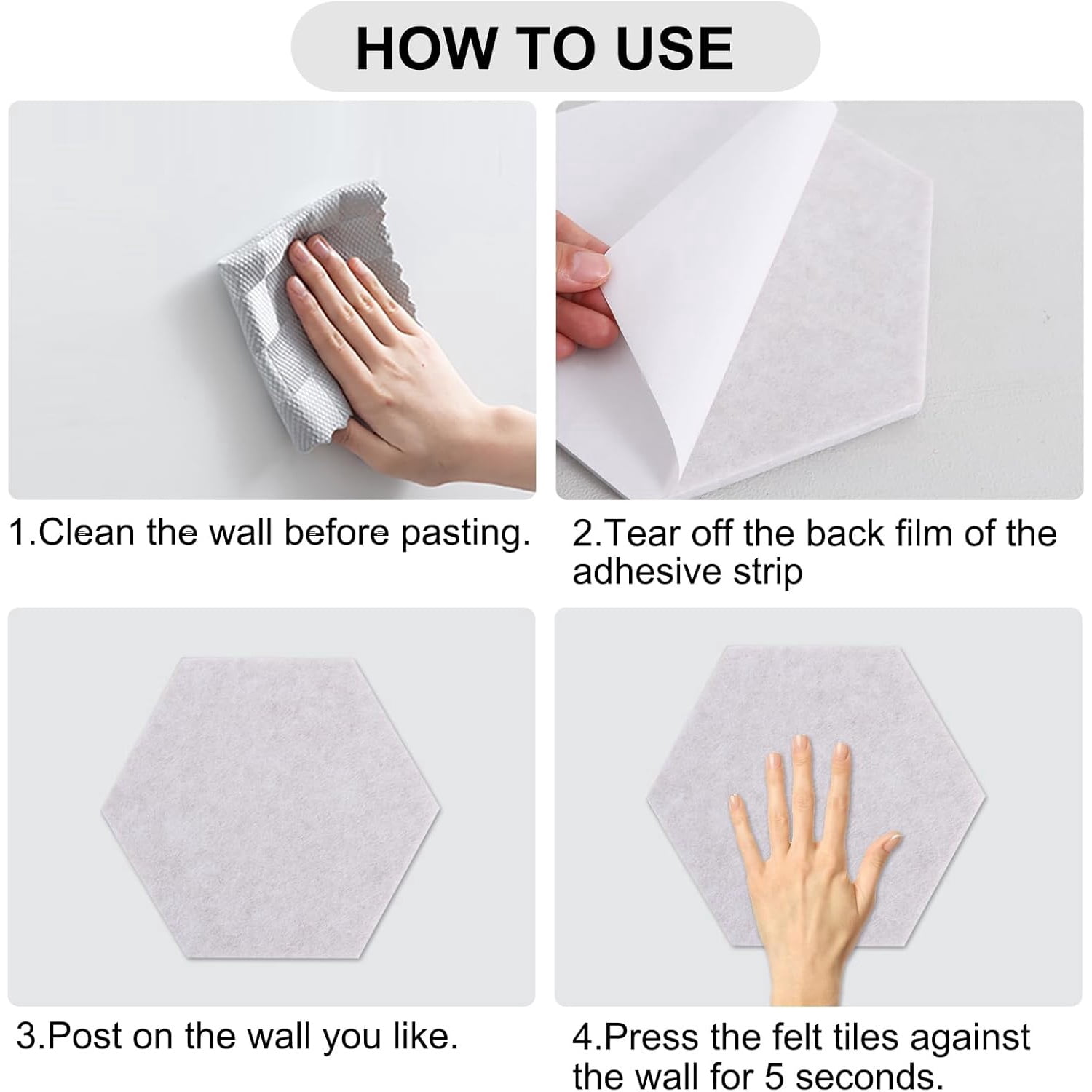 8 Pcs Hexagon Bulletin Board with 50 Pushpins & 10 Wooden Clip Pins Adhesive Cork Board for Wall，Felt Pin Board for School，Office Decor（Wood Brown）