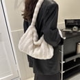 thumbnail image 2 of Bolso de hombro mullido de invierno para mujer, bolso de mano de felpa, bolso cruzado (blanco), 2 of 7