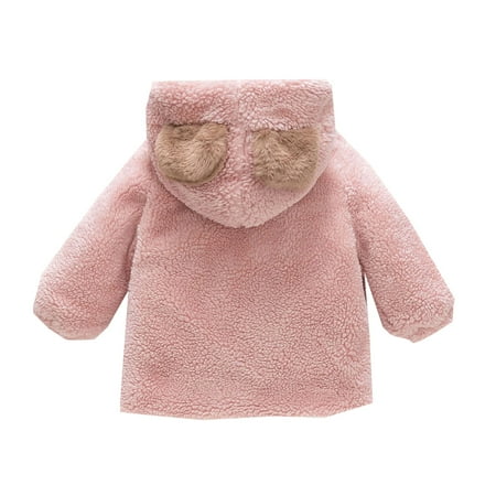 

Cathalem Shiny Coat Toddler Girls Thick Woolen Coat Winter Cute Plus Fluffy Hooded Coat Bear Ears Bow Jacket Coat for Baby Girl Coat Pink 12-18 Months