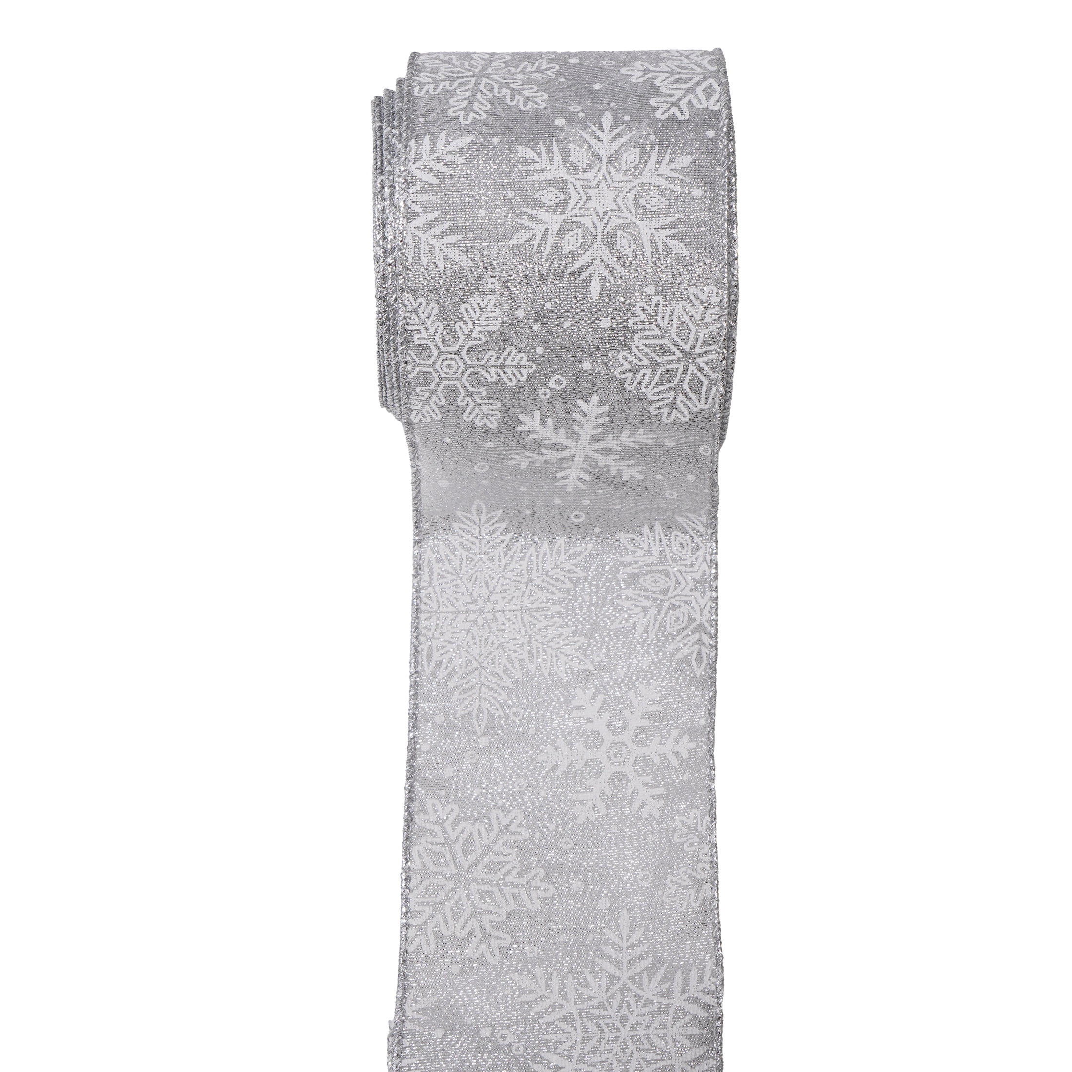 Silver and White Snowflake Christmas Ribbon, 2.5" x 25', by Holiday Time